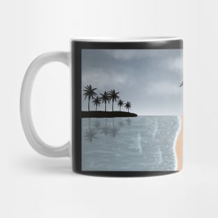 Sandy beach and cloudy skies Mug